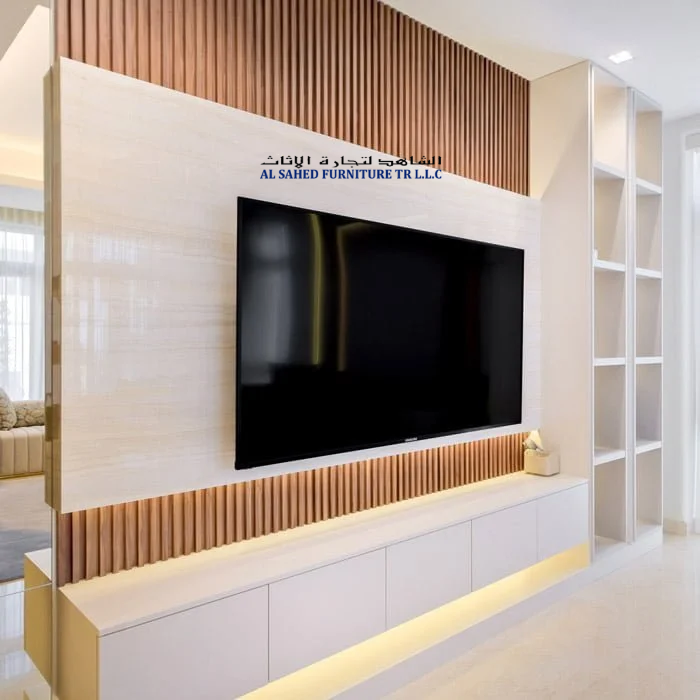 TV-wall-cladding-with-storage-cabinets-and-display